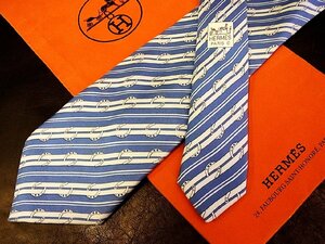 ★並品★4R01358【HERMES】エルメス「蹄鉄 ストライプ 柄」ネクタイ