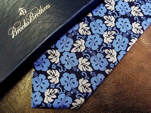 ★並品★4R01641【BROOKS BROTHERS】ブルックスブラザーズ「花 ハイビスカス 葉っぱ 植物 柄」ネクタイ