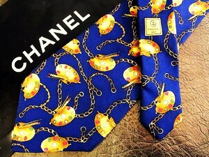 ★並品★4R01721【CHANEL】シャネル「パレット チェーン 柄」ネクタイ