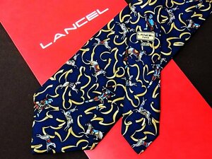 ♪8350C♪良品【馬 犬 いぬ 弓 リボン 柄】ランセル【LANCEL】ネクタイ