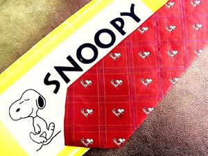 ★並品★4K00633【ピーナッツ】SNOOPY 「スヌーピー チェック 柄」ネクタイ