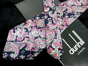 ♪今週の特売980円～♪2630♪良品【dunhill】ダンヒル【ペイズリー 花 植物 dロゴ 柄】ネクタイ♪