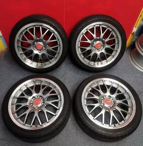 中古 ANHELO CORAZON アネーロコラソン ホイール 19×8.5J +45 PCD 114.3 5hタイヤ 245/40R19 4本　アルフォート　エスチマ