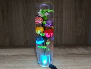 数量限定価格　水中花シフトノブ6色薔薇LEDイルミ15cmデコトラ 軽トラ 旧車 カスタムカー　街道レーサー　ドリフト　