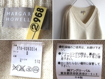 美品 MARGARET HOWELL マーガレットハウエル TWISTED CASHMERE WOOL カシミヤ ウール Vネックニット 2 エクリュ 定価37400円 MHL._画像9