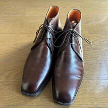 243.SANTONI サントーニ ファットアマーニ チャッカブーツ レザーシューズ ブラウン 6.5F_画像2