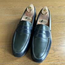 246.CROCKETT&JONES クロケットアンドジョーンズ STOCKTON2 コインローファー ペニーローファー レザーシューズ ダークネイビー 6.5E_画像2