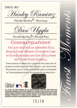 MARLINS△HANLEY RAMIREZ+DAN UGGLA/2007 TOPPS FINEST ROOKIE FINEST MOMENTデュアルサイン #74!_画像2