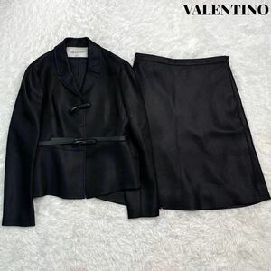 【美品】VALENTINO ヴァレンティノ シルク セットアップ スーツ ジャケット スカート 8 10 高級 レザーベルト 現行