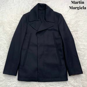 【美品】Martin Margiela マルタン マルジェラ ウール 八の字 pコート ジャケット 44 ネイビー カーコート