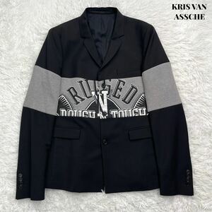 【美品】KRIS VAN ASSCHE クリスヴァンアッシュ ロゴ 切替 ドッキング ジャケット 52 アーカイブ 名作