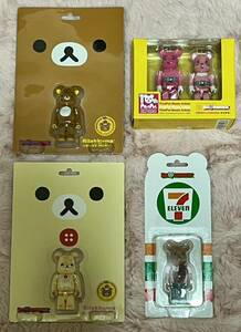 BE@RBRICK 100% 2013年 リラックマ / コリラックマ フロッキーVer. & 2007年 モモ＆コモモ(吉田戦車デザイン) & 2009年 セブンイレブン