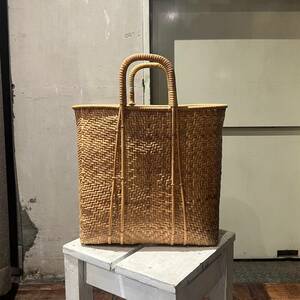 Vintage Rattan Basket Bag ラタン かごバッグ ハンドメイド 手作り ナチュラル 天然素材 籐カゴ ハンドバッグ トートバッグ 70s 80s 90s