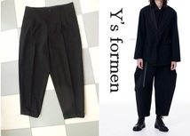 ■ Y's for men/ワイズフォーメン 超極太 ツータック ワイドテーパードパンツ sizeM Black/黒 3シーズン_画像1