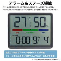 デジタル壁時計 置き時計　大型表示 日付と温度 湿度感知 磁石 家庭やオフィスでの使用に最適 寝室での使用_画像4