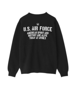 新品 AVIREX アビレックス スウェット M 黒 ミリタリー CREWNECK SWEAT 背ロゴU.S.AIR FORCE