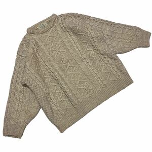 【Vintage】 Ireland Fisherman Sweater ”Hand Knit” ニット セーター ケーブル ウール グレー フィッシャーマンセーター