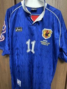 三浦知良（カズ＝KING KAZU）日本代表 半袖ユニフォーム （H）炎 asics 1998 FIFAワールドカップ フランス大会