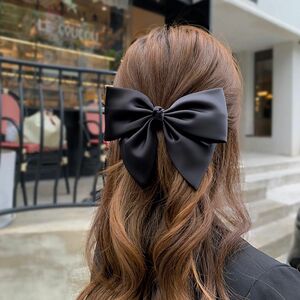 リボン 大きい バレッタ ヘアクリップ サテン 可愛い 上品 韓国 オルチャン オシャレ リボン ヘアアクセサリー