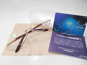 ★即決★ＨＯＹＡブルーライトカットＰＣレンズ付き老眼鏡●日本製アンダーリム／婦人用チタンフレーム・ゴールド