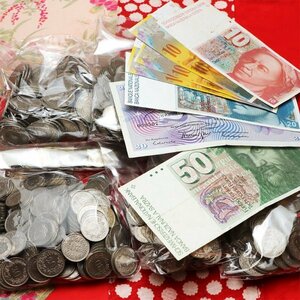 y_15) スイス　外国紙幣　硬貨　コイン　合計:692.35スイスフラン SWISSE FRANC ◯まとめて◯　大量