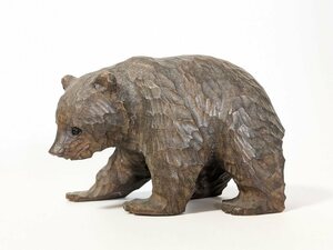 1 　熊　木彫り　ガラス目　置物　くま　クマ　北海道　アイヌ