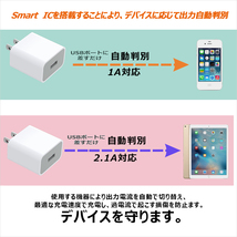 ACアダプター 急速充電 USB充電器 AC100-240V USBコンセント PSE認証 スマホ用充電器 iPhone iPad Android スマホ タブレット 5V 2.1A_画像5