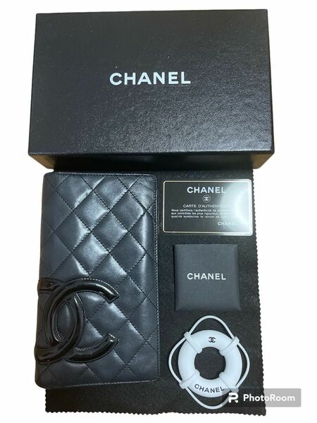 CHANEL カンボンライン　長財布　財布　黒　ピンク