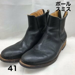 Ｐａｕｌ Ｓｍｉｔｈ ポールスミス ジップアップ ブーツ レザー 革 黒 ＢＫ ４１ 靴/246