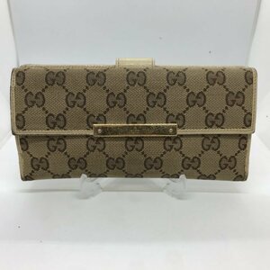 ＧＵＣＣＩ グッチ １１２７１５ ０４１６ ＧＧ Ｗホック 長財布 キャンバス レザー ベージュ 鞄/246