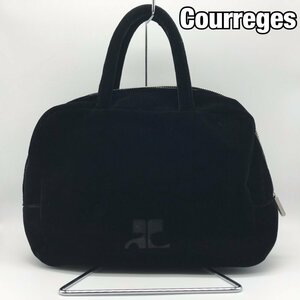 Ｃｏｕｒｒｅｇｅｓ クレージュ ハンドバッグ ブラック ベロア レディース 手提げカバン 鞄/252