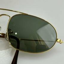 美品!!希少 90s B&L Ray-Ban W1597 ファッションメタル フェイバー 58㎜ ゴールド G-15 ボシュロム USA レイバン メタル 廃盤品_画像9