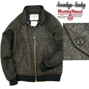 SEVENDAYS=SUNDAY× Harris Tweed ハリスツイード コンビ スイングトップ(S)カーキ×グレー ジャケット メンズ ブルゾン