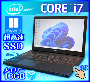 富士通 フルHD液晶 タッチパネル Core i7 4712HQ【SSD新品1000GB+HDD750GB+メモリ 16GB】Windows11 ブラック Office2021 Bluetooth AH78/S