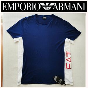 【新品未使用】EA7 EMPORIO ARMANI　エンポリオ アルマーニ　メンズTシャツ クルーネック 丸首 ネイビー　XL