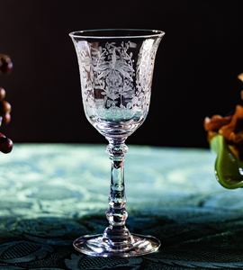 1940年～ ヘイシー グラス オーキッド 蘭 エッチング クリスタル シャンパン カクテル リキュールグラス 酒 ラン 花 アンティーク