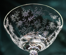 1940年代 フォストリア クリスタル チンツ エッチング シャンパン カクテルグラス 酒 バーグラス ビンテージ アンティーク_画像2