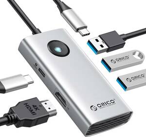 OZ68 ORICO USB C ハブ 5-in-1 USB3.0 5Gbpsデータ転送 4K@30Hz HDMI出力 60W PD充電 シルバー