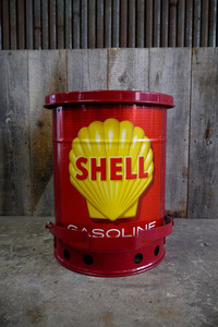  Vintage SHELLSticker DesignDustBox [gopd-834] inspection America /USA/motor/GARAGE/ waste basket / pair ../ interior .re-ji miscellaneous goods / shell sticker 