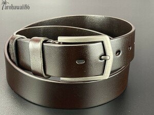 arohawaii86◆HB-943C 本革.ダークブラウン 肉厚上質【Sharp Design Buckle】 太レザーベルト 新品☆1スタ☆１円スタート☆