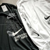 新品 正規品 NIKE ナイキ NSW SWOOSH スウッシュ プリント 長袖 ロンT 2枚セット 黒 ブラック 白 ホワイト L_画像2