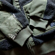 新品 正規品 adidas アディダス ボア ジャケット カーキ オリーブ ロゴ 刺繍 プリント ゆるめ ダブルジップ M_画像7