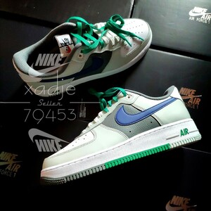 新品 正規品 NIKE ナイキ AIR FORCE1 LOW エアフォース1 ロー スプリット 灰 グレー ネイビー 緑 グリーン 26.5cm US8.5 箱付き