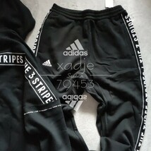 新品 正規品 adidas アディダス THREE STRIPES 上下セット セットアップ パーカー スウェットパンツ 黒 ブラック 白 ホワイト 裏起毛 M_画像5