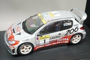 AUTOart オートアート 1/18 Peugeot プジョー 206 WRC モンテカルロラリー 2001 #1 ※パーツ破損有り 80157