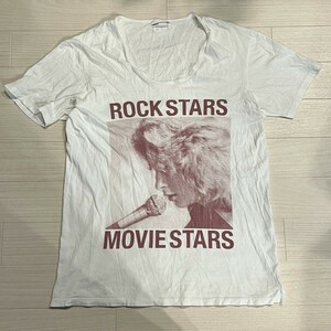 LAD MUSICIAN ラッドミュージシャン 前面ビッグプリント Tシャツ ROCK STARS　ホワイト　サイズ42 カットソー　半袖Tシャツ
