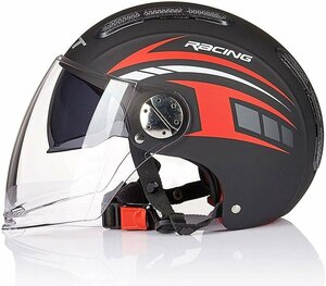 新品ハーフヘルメット 超軽量半帽ヘルメット ジェットヘルメット ダブルシールド 男女兼用6色 選択可能