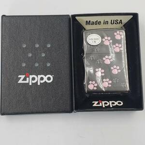 #25032D ZIPPO ジッポーライター フットプリントキャット2 MC BK 猫 肉球 ジッポー　喫煙道具 煙草 嗜好品 