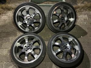 17インチ4穴 深リム 7.0J ＋25 PCD100 4本タイヤ付き195/40R17