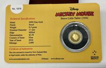 MICKEY MOUSE ミッキーマウス Niueニウエ 金貨　純金 0.5g 9999 K24 限定5000枚 2016年 Brave Little Tailor 1938 ①_画像2